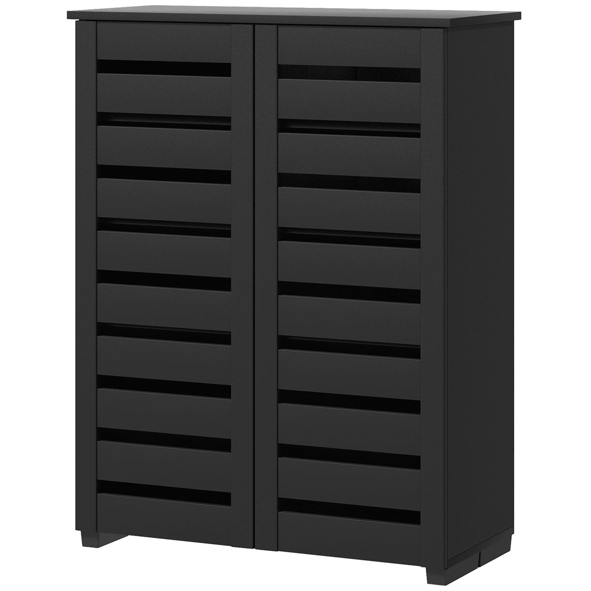 Narrow Shoe Cabinet with Slatted Doors, Adjustable Shelves for 20 Pairs of Shoes – view 2