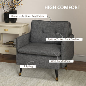 Accent Chair, Upholstered Armchair with Tufted Back Cushion and Steel Legs for Living Room, Bedroom – view 3