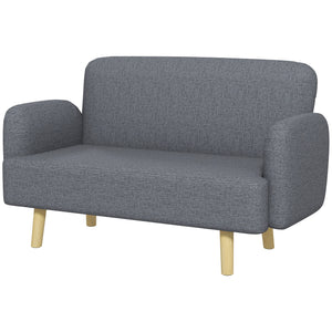 Velvet Feel Fabric 2 Seater Sofa, Small Sofa Loveseat with 8.3" Thick Padding and Wood Legs, Black – view 15
