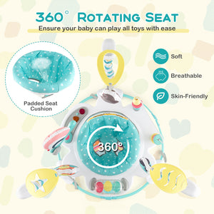 Baby Activity Center Height Adjustable Baby Bouncing Saucer with Interactive Toys-Blue view 5
