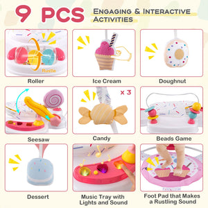 Baby Activity Center Height Adjustable Baby Bouncing Saucer with Interactive Toys-Pink view 6