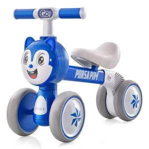 Baby Balance Bike No Pedal Lightweight Infant 4 Wheels Baby Bicycle-Blue view 4