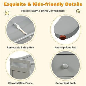 Baby Changing Table Infant Diaper with 3 Drawers and Safety Belt-Gray view 9