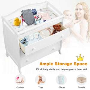 Baby Changing Table Infant Diaper with 3 Drawers and Safety Belt-White view 5