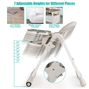 Baby Convertible High Chair with Wheels-Gray view 5