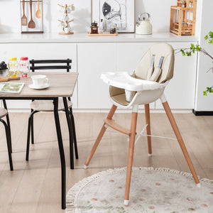 Baby High Chair with Dishwasher Safe Tray-Beige view 2