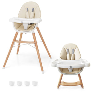 Baby High Chair with Dishwasher Safe Tray-Beige view 4