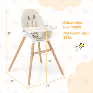 Baby High Chair with Dishwasher Safe Tray-Beige view 5