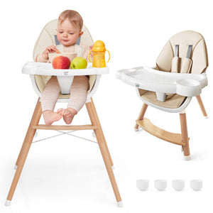 Baby High Chair with Dishwasher Safe Tray-Beige view 9