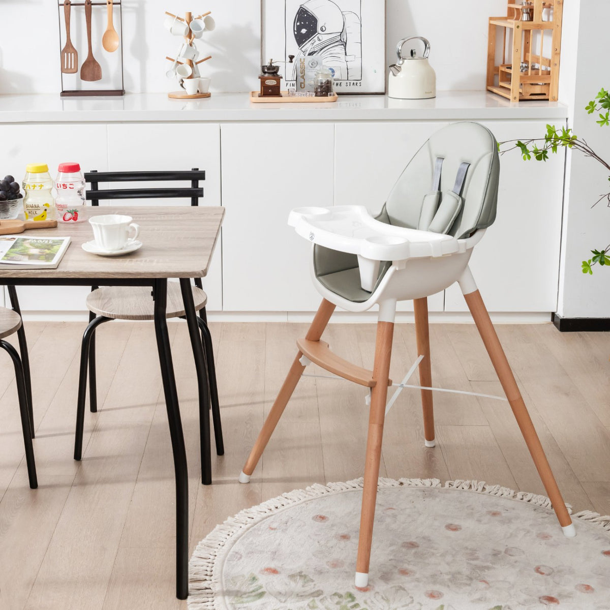 Baby High Chair with Dishwasher Safe Tray-Gray view 2