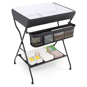 Baby Storage Folding Diaper Changing Table-Black view 3