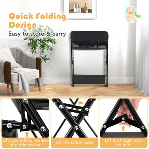 Baby Storage Folding Diaper Changing Table-Black view 6