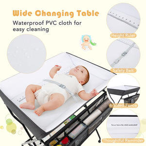 Baby Storage Folding Diaper Changing Table-Black view 7