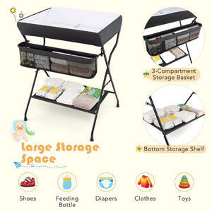 Baby Storage Folding Diaper Changing Table-Black view 8