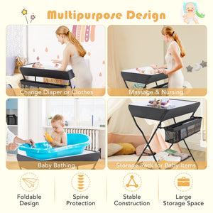 Baby Storage Folding Diaper Changing Table-Black view 9