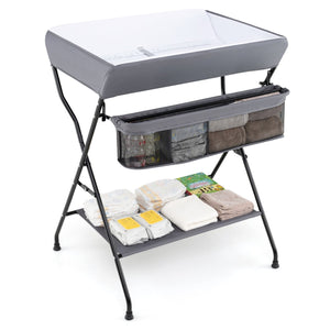 Baby Storage Folding Diaper Changing Table-Gray view 3