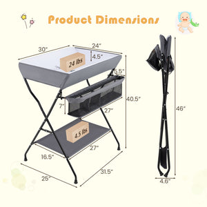 Baby Storage Folding Diaper Changing Table-Gray view 4