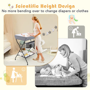 Baby Storage Folding Diaper Changing Table-Gray view 5