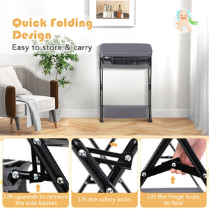Baby Storage Folding Diaper Changing Table-Gray view 6