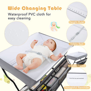 Baby Storage Folding Diaper Changing Table-Gray view 7