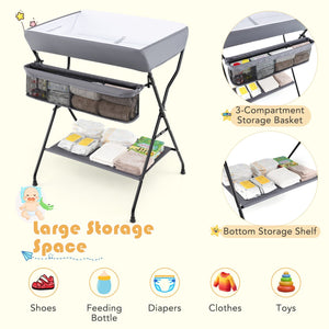 Baby Storage Folding Diaper Changing Table-Gray view 8