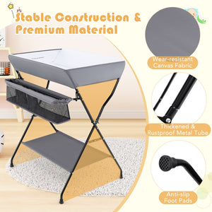 Baby Storage Folding Diaper Changing Table-Gray view 9