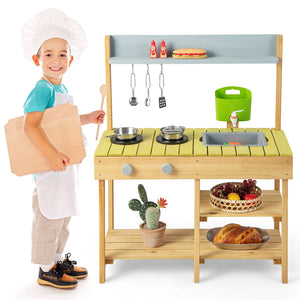 Backyard Pretend Play Toy Kitchen with Stove Top view 4