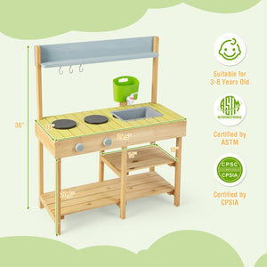 Backyard Pretend Play Toy Kitchen with Stove Top view 5