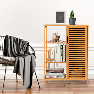 Bamboo Bathroom Storage Cabinet with Single Door-Natural view 2