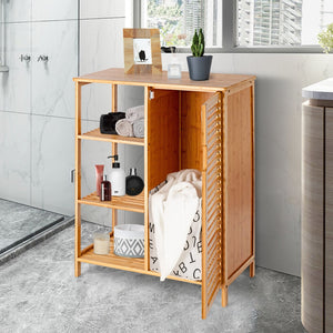 Bamboo Bathroom Storage Cabinet with Single Door-Natural view 3