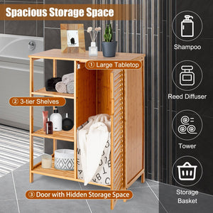 Bamboo Bathroom Storage Cabinet with Single Door-Natural view 6