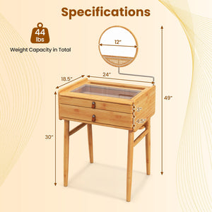 Bamboo Makeup Vanity Table with Stool and Rotating Mirror view 4
