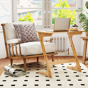 Bamboo Z-Shaped Spacious Sofa Side Table with Space-Saving Tabletop-Natural view 2