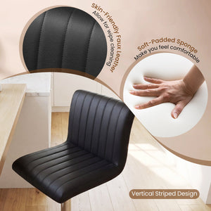 Bar Stools Set of 2 Adjustable Swivel Barstools with Back and Footrest-Black view 7