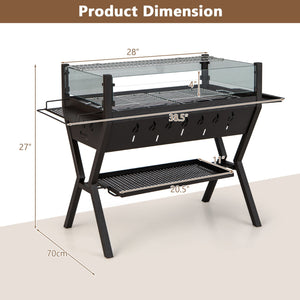 Barbecue Charcoal Grills with Wind Guard Seasoning Racks-Black view 5