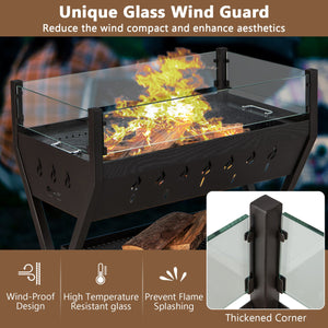 Barbecue Charcoal Grills with Wind Guard Seasoning Racks-Black view 8