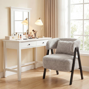 Barrel Accent Chair Faux Rabbit Fur Upholstered Armchair-Gray view 5