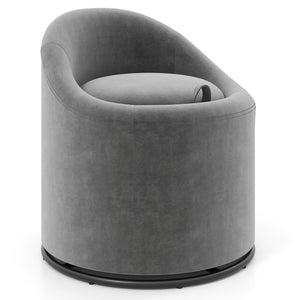 Barrel Chair with Storage 360° Swivel Upholstered Vanity Chair-Gray