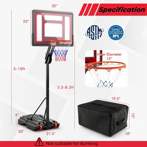 Basketball Hoop with 5-10 Feet Adjustable Height for Indoor Outdoor view 5