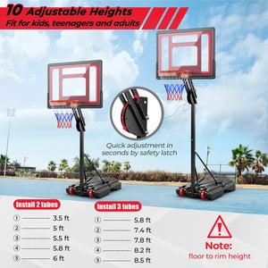 Basketball Hoop with 5-10 Feet Adjustable Height for Indoor Outdoor view 6