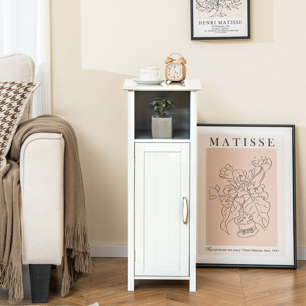 1-Door Freestanding Bathroom Cabinet with Open Shelf view 2