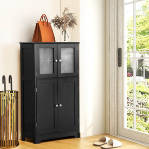 Bathroom Floor Storage Locker Kitchen Cabinet with Doors and Adjustable Shelf-Black view 7