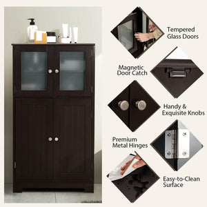 Bathroom Floor Storage Locker Kitchen Cabinet with Doors and Adjustable Shelf-Brown view 7