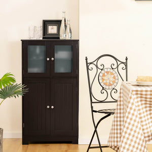 Bathroom Floor Storage Locker Kitchen Cabinet with Doors and Adjustable Shelf-Brown view 8
