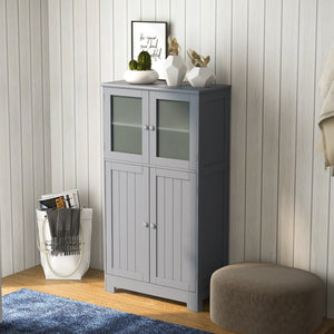 Bathroom Floor Storage Locker Kitchen Cabinet with Doors and Adjustable Shelf-Gray view 6