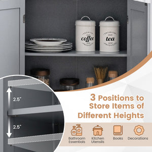 Bathroom Floor Storage Locker Kitchen Cabinet with Doors and Adjustable Shelf-Gray view 8