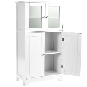 Bathroom Floor Storage Locker Kitchen Cabinet with Doors and Adjustable Shelf-White view 4