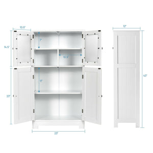 Bathroom Floor Storage Locker Kitchen Cabinet with Doors and Adjustable Shelf-White view 5