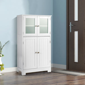 Bathroom Floor Storage Locker Kitchen Cabinet with Doors and Adjustable Shelf-White view 6