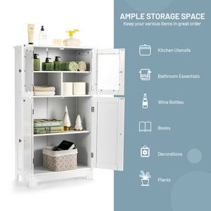 Bathroom Floor Storage Locker Kitchen Cabinet with Doors and Adjustable Shelf-White view 8
